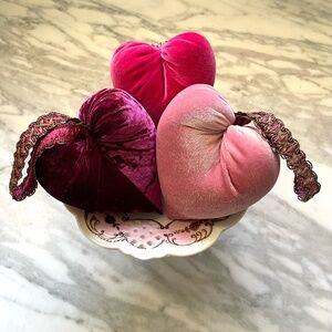 Valentines Velvet Hanging Hearts - Set of 3